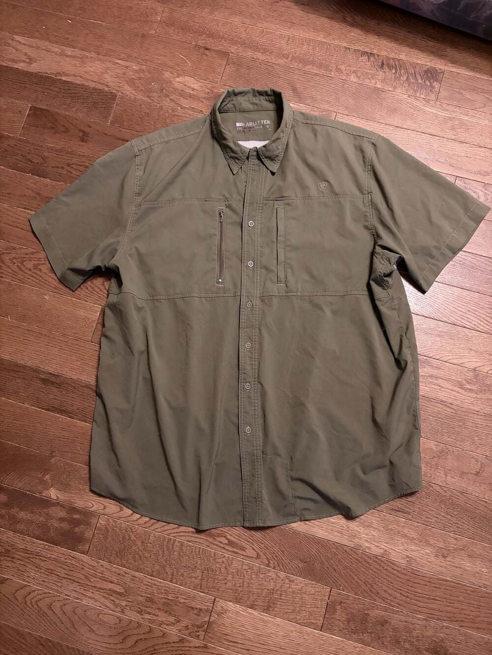 Ariat Tek Heat Series Short Sleeve Shirt XXL Green Button Down